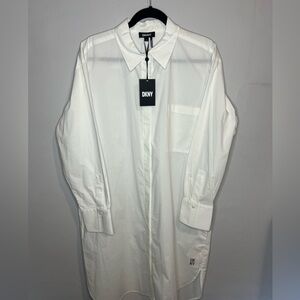 DKNY WOMENS BUTTON DOWN LONG SHIRT